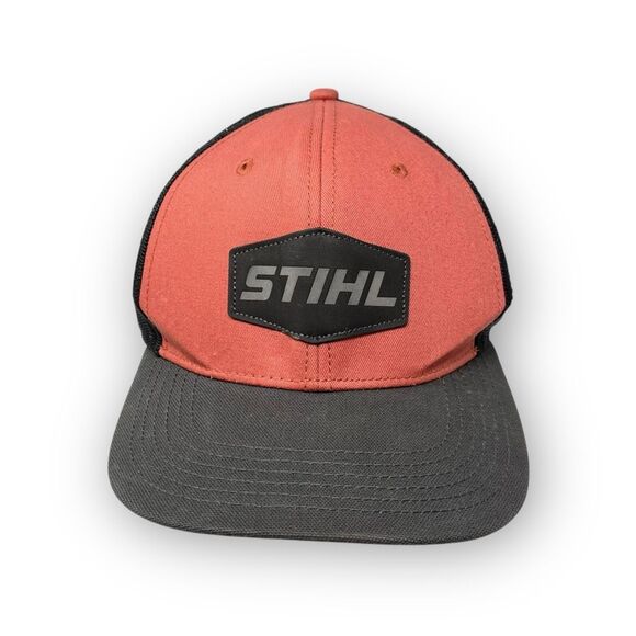 STIHL Logo Black Coral Mesh Snapback Back Cap Trucker Hat Unisex OSFM NWT - Picture 5 of 10